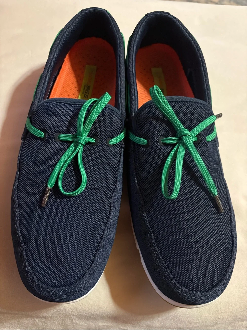 Swims Navy Boat Shoes with Green Laces Size US 10 / UK 9 / EU 43
